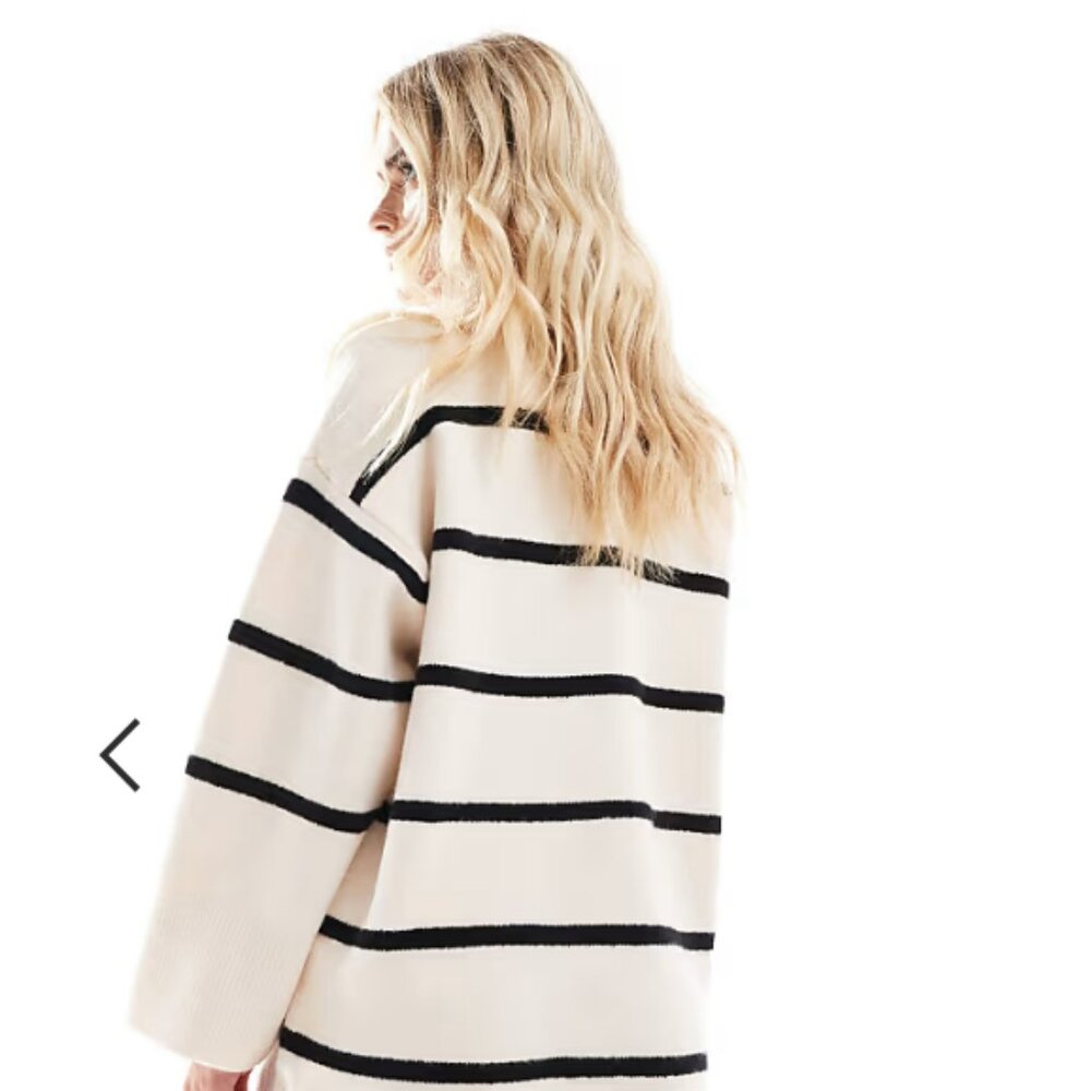 ASOS DESIGN Petite crew neck mini dress with wide cuff in stripe - Picture 5 of 5